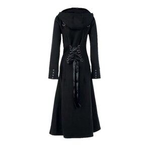 DarkChic Women's Raven black gothic corset lace-up back coat L
